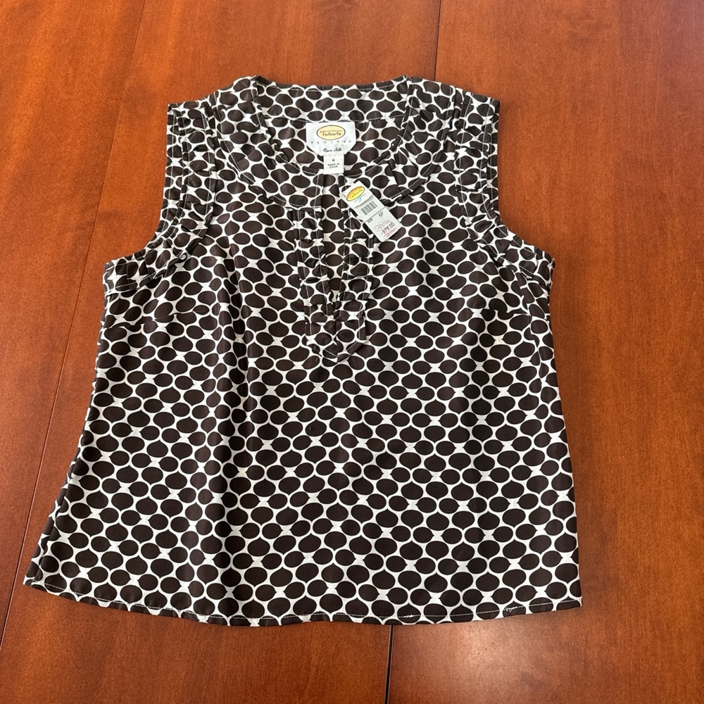 Talbots Black and White Sleeveless Blouse